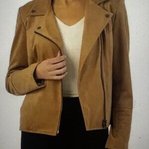 Kut From The Kloth Marlowe Faux Suede Moto Jacket In Butterscotch